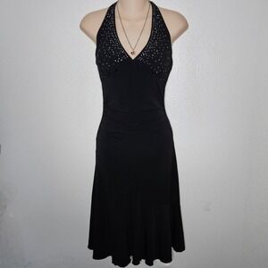 Ruby Rox Black Rhinestone Halter Dress